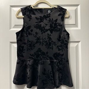Bobeau Black Sleeveless Peplum Top